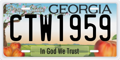 GA license plate CTW1959