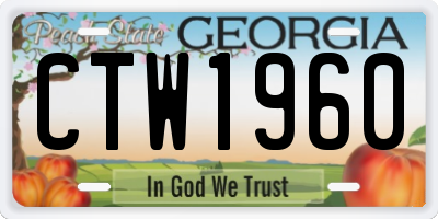 GA license plate CTW1960