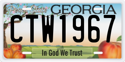 GA license plate CTW1967