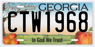 GA license plate CTW1968