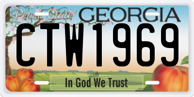 GA license plate CTW1969