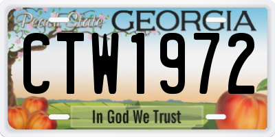 GA license plate CTW1972