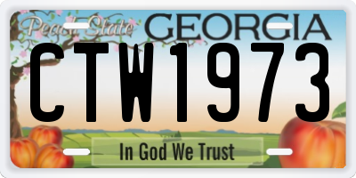 GA license plate CTW1973