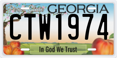 GA license plate CTW1974