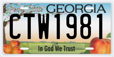 GA license plate CTW1981