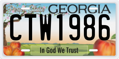 GA license plate CTW1986