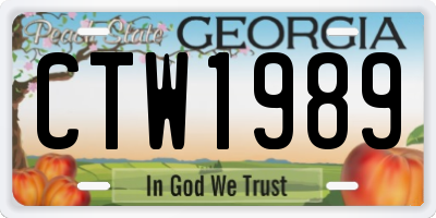 GA license plate CTW1989