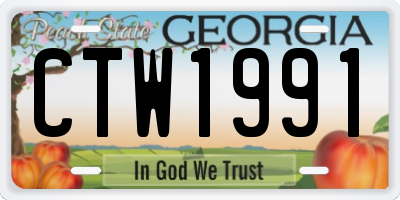 GA license plate CTW1991