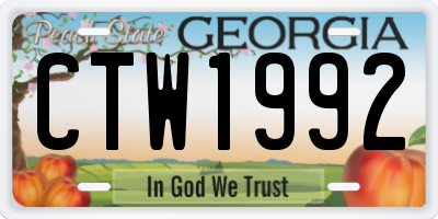 GA license plate CTW1992