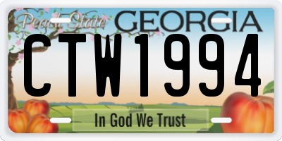 GA license plate CTW1994