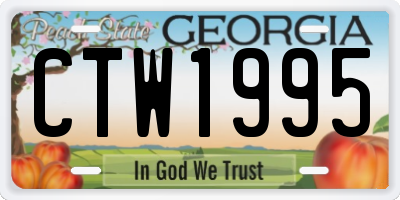 GA license plate CTW1995