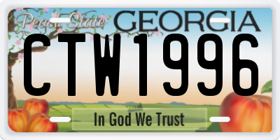 GA license plate CTW1996