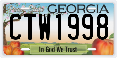 GA license plate CTW1998