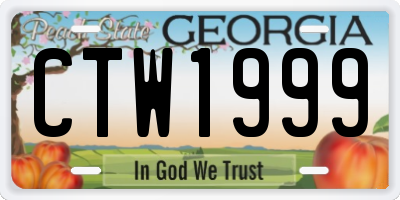 GA license plate CTW1999