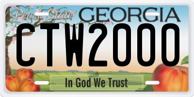 GA license plate CTW2000