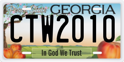 GA license plate CTW2010