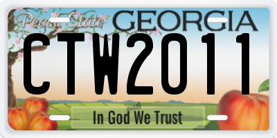 GA license plate CTW2011