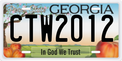 GA license plate CTW2012
