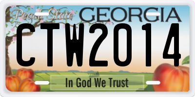 GA license plate CTW2014
