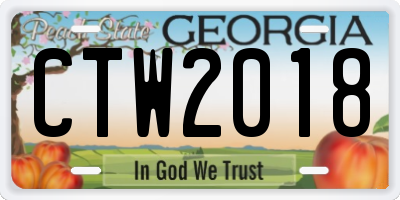 GA license plate CTW2018