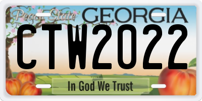 GA license plate CTW2022
