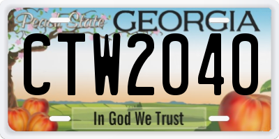 GA license plate CTW2040