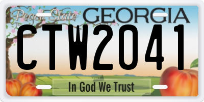 GA license plate CTW2041