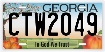 GA license plate CTW2049