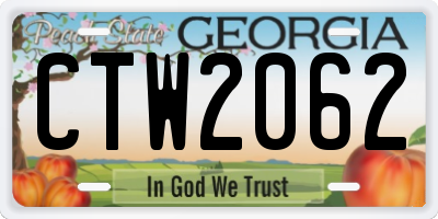 GA license plate CTW2062