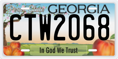 GA license plate CTW2068