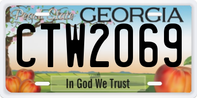 GA license plate CTW2069