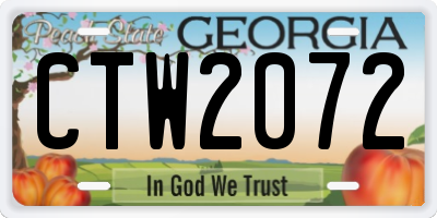 GA license plate CTW2072