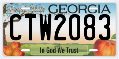 GA license plate CTW2083