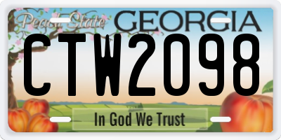 GA license plate CTW2098