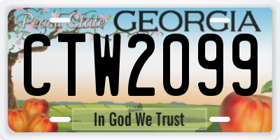 GA license plate CTW2099
