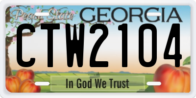 GA license plate CTW2104
