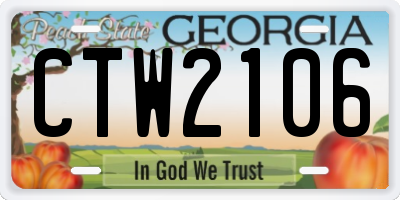 GA license plate CTW2106