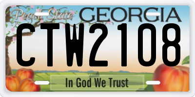 GA license plate CTW2108