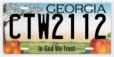 GA license plate CTW2112