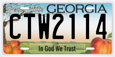 GA license plate CTW2114