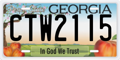 GA license plate CTW2115
