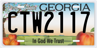 GA license plate CTW2117