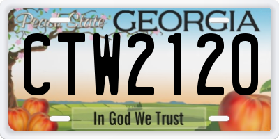 GA license plate CTW2120
