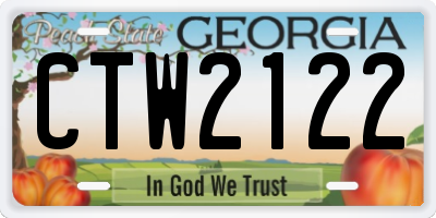 GA license plate CTW2122