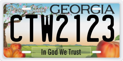 GA license plate CTW2123