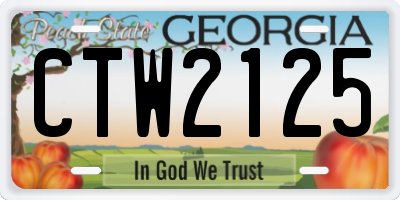 GA license plate CTW2125