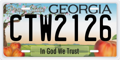 GA license plate CTW2126