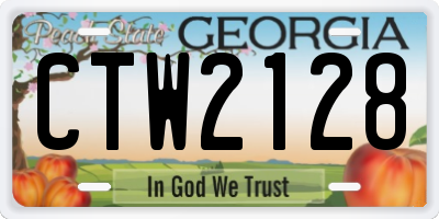 GA license plate CTW2128