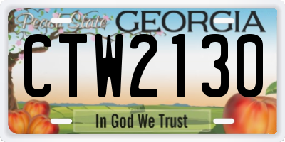 GA license plate CTW2130