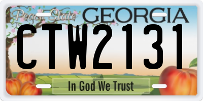 GA license plate CTW2131